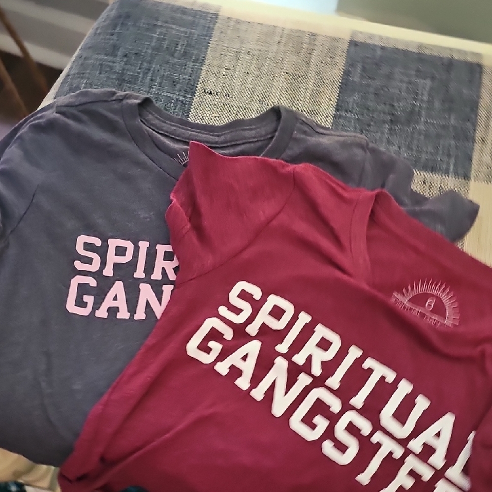 Spiritual Gangster Gray and Burgandy Short Sleeve Tees NWOT